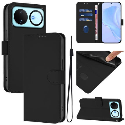 Skin Feel Solid Color Leather Phone Case with Lanyard, For Huawei nova 16
