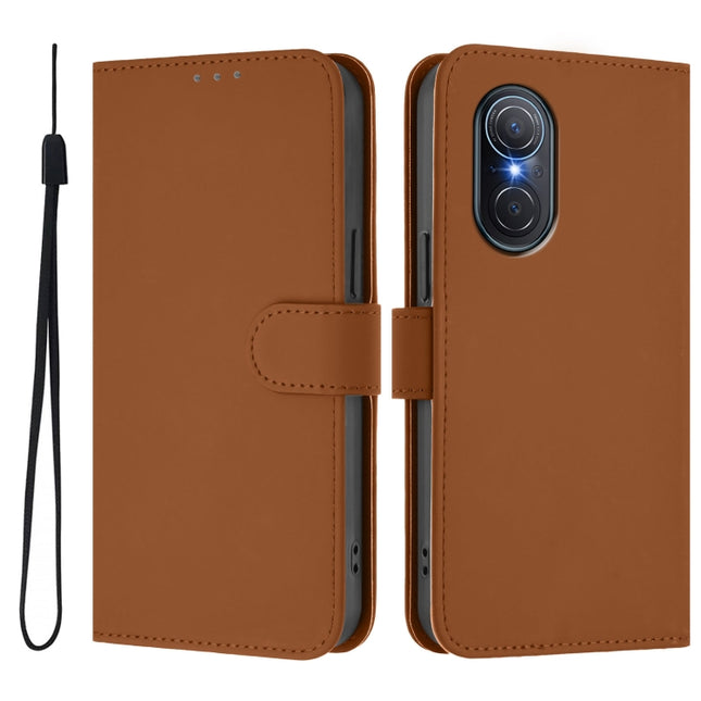 Skin Feel Solid Color Leather Phone Case with Lanyard, For Honor 50 SE / Huawei nova 9 SE