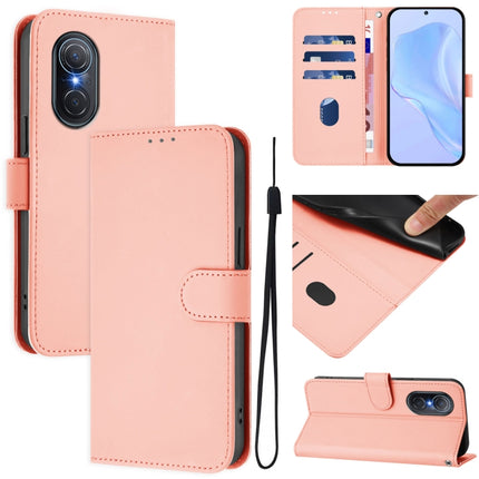 Skin Feel Solid Color Leather Phone Case with Lanyard, For Honor 50 SE / Huawei nova 9 SE