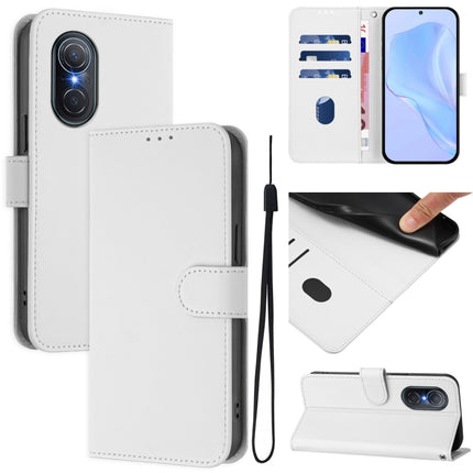 Skin Feel Solid Color Leather Phone Case with Lanyard, For Honor 50 SE / Huawei nova 9 SE