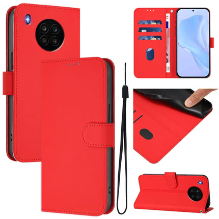 Skin Feel Solid Color Leather Phone Case with Lanyard, For Honor 50 Lite / Huawei nova 8i
