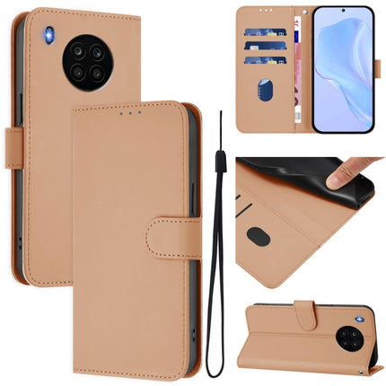Skin Feel Solid Color Leather Phone Case with Lanyard, For Honor 50 Lite / Huawei nova 8i