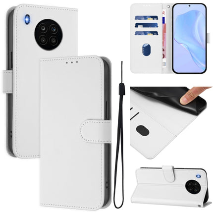 Skin Feel Solid Color Leather Phone Case with Lanyard, For Honor 50 Lite / Huawei nova 8i
