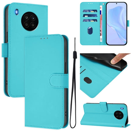 Skin Feel Solid Color Leather Phone Case with Lanyard, For Honor 50 Lite / Huawei nova 8i