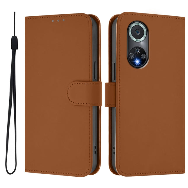 Skin Feel Solid Color Leather Phone Case with Lanyard, For Honor 50 Pro / Huawei nova 9 Pro