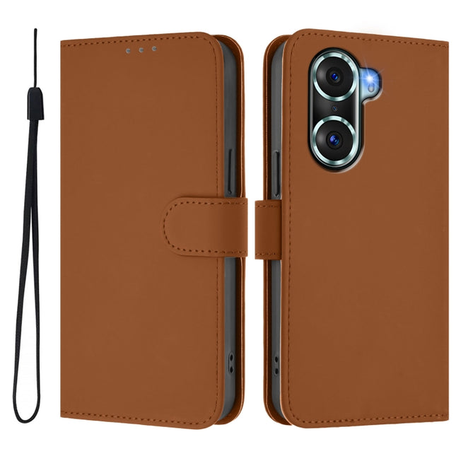 Skin Feel Solid Color Leather Phone Case with Lanyard, For Honor 60 Pro