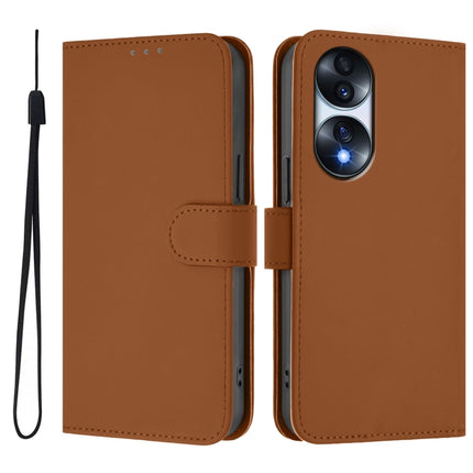 Skin Feel Solid Color Leather Phone Case with Lanyard, For Honor 70