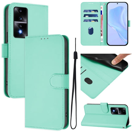 Skin Feel Solid Color Leather Phone Case with Lanyard, For Honor 80 GT