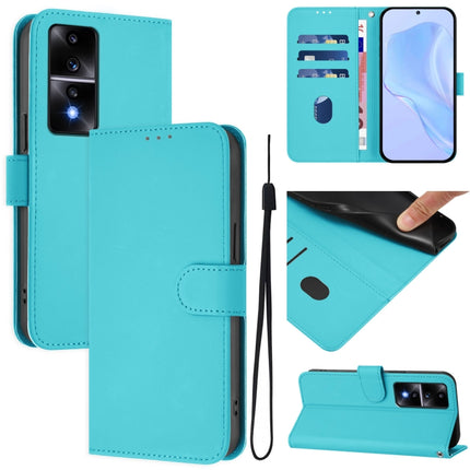Skin Feel Solid Color Leather Phone Case with Lanyard, For Honor 80 GT