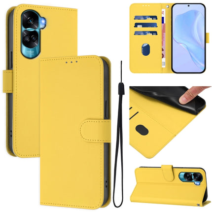 Skin Feel Solid Color Leather Phone Case with Lanyard, For Honor 90 Lite / X50i