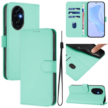 Skin Feel Solid Color Leather Phone Case with Lanyard, For Honor 200 Pro
