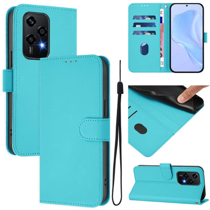 Skin Feel Solid Color Leather Phone Case with Lanyard, For Honor 200 Lite Global