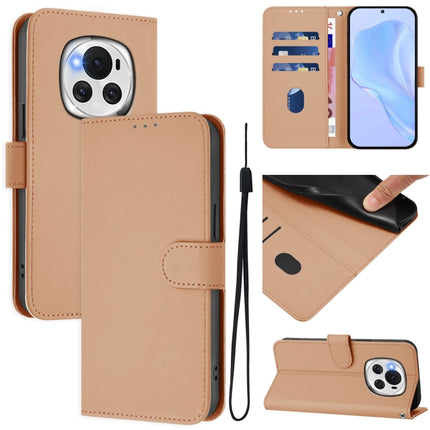 Skin Feel Solid Color Leather Phone Case with Lanyard, For Honor Magic6