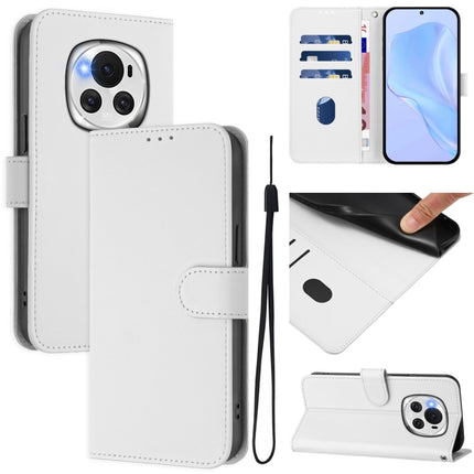 Skin Feel Solid Color Leather Phone Case with Lanyard, For Honor Magic6