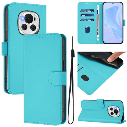 Skin Feel Solid Color Leather Phone Case with Lanyard, For Honor Magic6