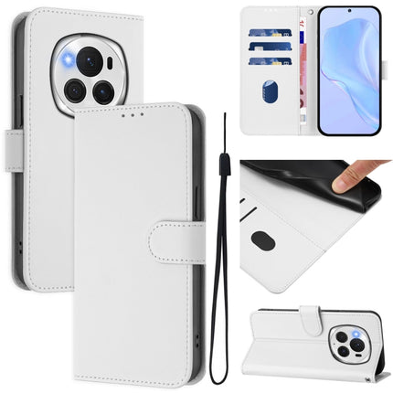 Skin Feel Solid Color Leather Phone Case with Lanyard, For Honor Magic6 Pro