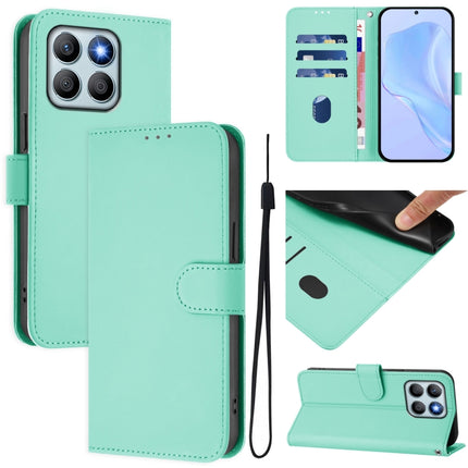 Skin Feel Solid Color Leather Phone Case with Lanyard, For Honor X8b 4G