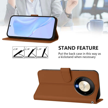 Skin Feel Solid Color Leather Phone Case with Lanyard, For Honor X9b / Magic6 Lite 5G