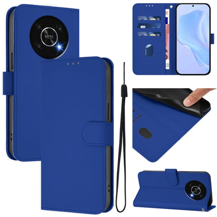 Skin Feel Solid Color Leather Phone Case with Lanyard, For Honor X30 5G / X9 5G / X9 4G