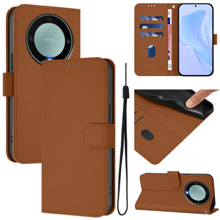 Skin Feel Solid Color Leather Phone Case with Lanyard, For Honor X40 / X9a / Magic5 Lite