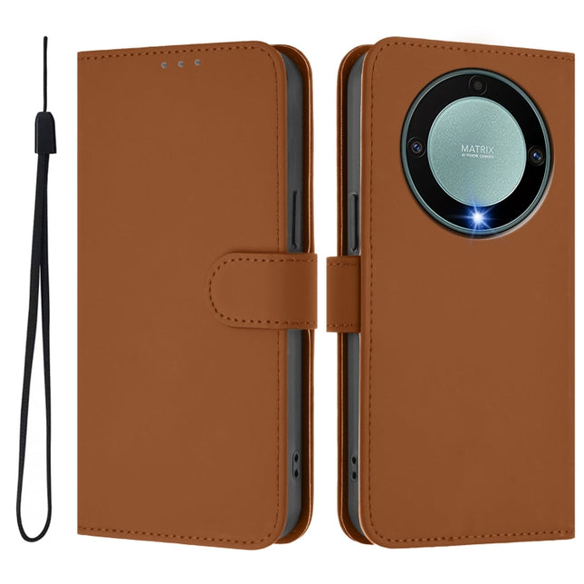 Skin Feel Solid Color Leather Phone Case with Lanyard, For Honor X40 / X9a / Magic5 Lite