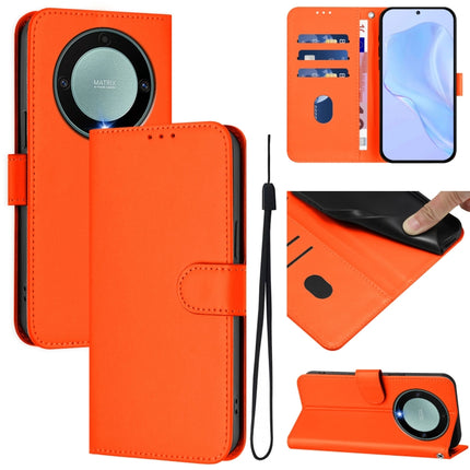 Skin Feel Solid Color Leather Phone Case with Lanyard, For Honor X40 / X9a / Magic5 Lite