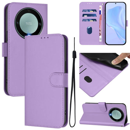 Skin Feel Solid Color Leather Phone Case with Lanyard, For Honor X40 / X9a / Magic5 Lite