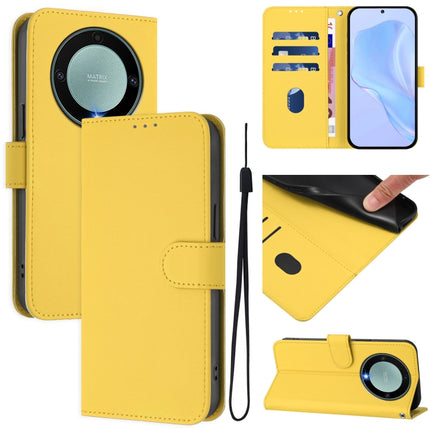 Skin Feel Solid Color Leather Phone Case with Lanyard, For Honor X40 / X9a / Magic5 Lite