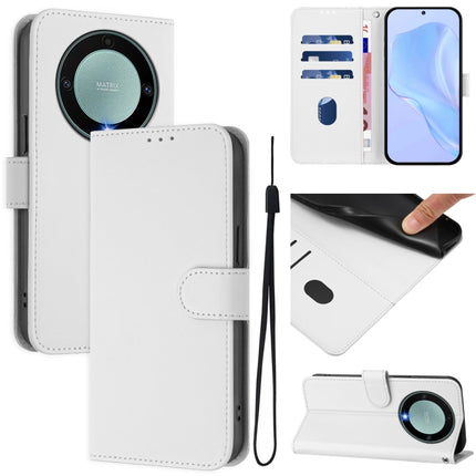 Skin Feel Solid Color Leather Phone Case with Lanyard, For Honor X40 / X9a / Magic5 Lite