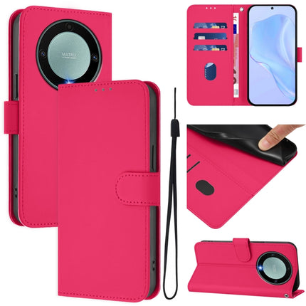 Skin Feel Solid Color Leather Phone Case with Lanyard, For Honor X40 / X9a / Magic5 Lite