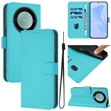 Skin Feel Solid Color Leather Phone Case with Lanyard, For Honor X40 / X9a / Magic5 Lite