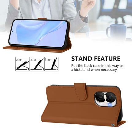 Skin Feel Solid Color Leather Phone Case with Lanyard, For Honor X40i