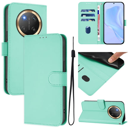 Skin Feel Solid Color Leather Phone Case with Lanyard, For Honor X9C 5G Global