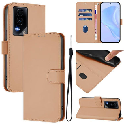 Skin Feel Solid Color Leather Phone Case with Lanyard, For Honor GT