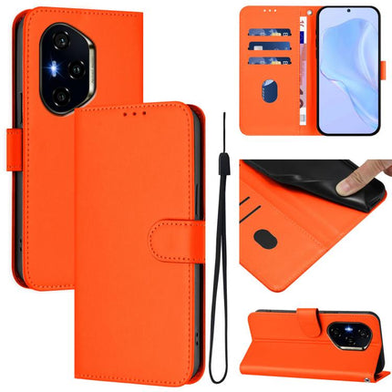 Skin Feel Solid Color Leather Phone Case with Lanyard, For Honor 300 Pro / 300 Ultra