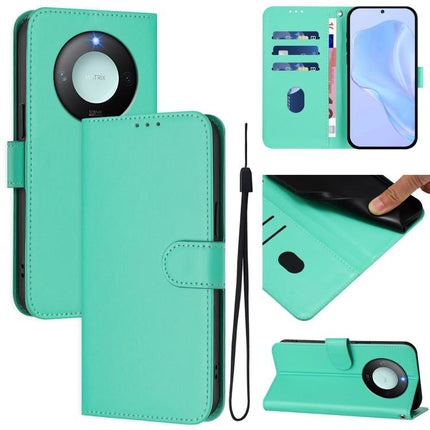 Skin Feel Solid Color Leather Phone Case with Lanyard, For Honor X9c Smart Global