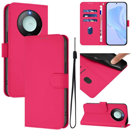 Skin Feel Solid Color Leather Phone Case with Lanyard, For Honor X9c Smart Global
