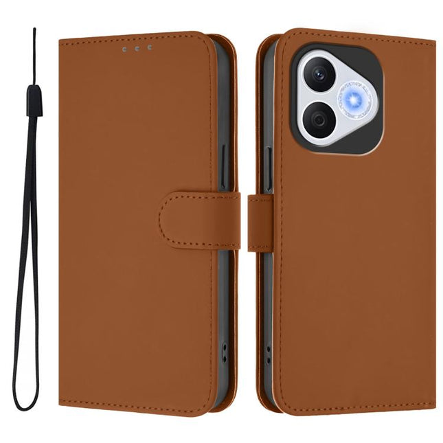 Skin Feel Solid Color Leather Phone Case with Lanyard, For Honor 400 Lite Global