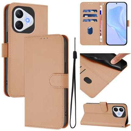 Skin Feel Solid Color Leather Phone Case with Lanyard, For Honor 400 Lite Global