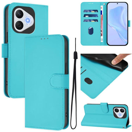 Skin Feel Solid Color Leather Phone Case with Lanyard, For Honor 400 Lite Global