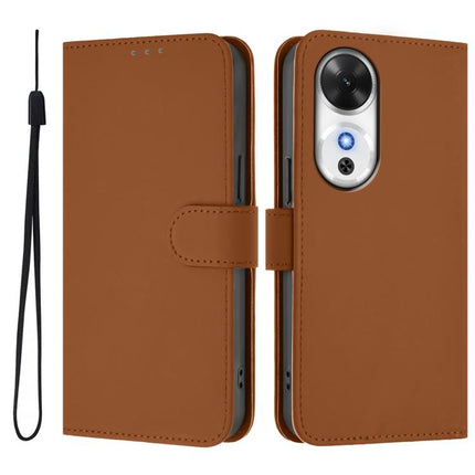 Skin Feel Solid Color Leather Phone Case with Lanyard, For Honor Play 60 5G