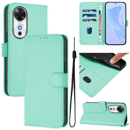 Skin Feel Solid Color Leather Phone Case with Lanyard, For Honor Play 60 5G
