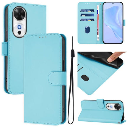 Skin Feel Solid Color Leather Phone Case with Lanyard, For Honor Play 60 5G