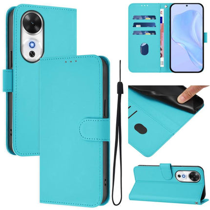 Skin Feel Solid Color Leather Phone Case with Lanyard, For Honor Play 60 5G