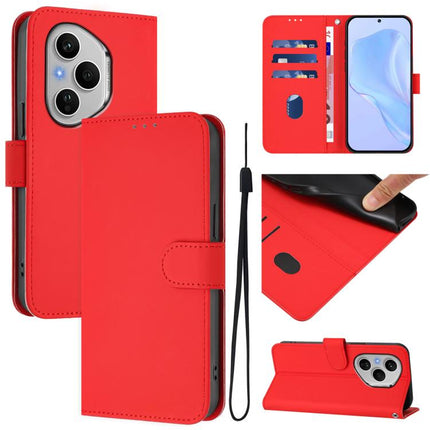 Skin Feel Solid Color Leather Phone Case with Lanyard, For Honor 400 Pro Global 160.8mm
