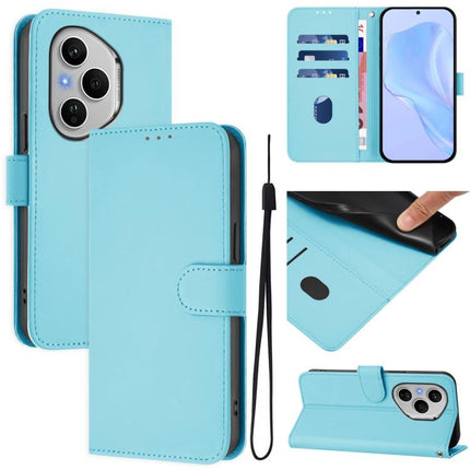 Skin Feel Solid Color Leather Phone Case with Lanyard, For Honor 400 Pro Global 160.8mm
