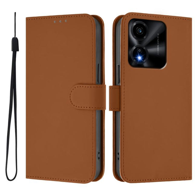 Skin Feel Solid Color Leather Phone Case with Lanyard, For Honor X5c Plus