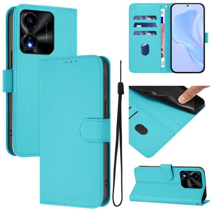 Skin Feel Solid Color Leather Phone Case with Lanyard, For Honor X5c Plus