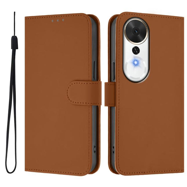Skin Feel Solid Color Leather Phone Case with Lanyard, For Honor Play 70 Plus
