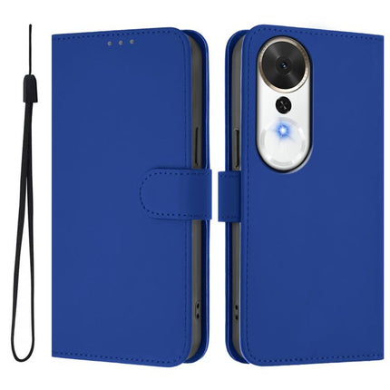 Skin Feel Solid Color Leather Phone Case with Lanyard, For Honor Play 70 Plus